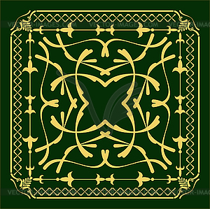 Gold ornament ondark green background. Can be used - vector clipart