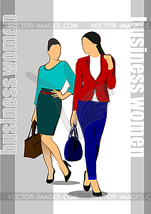 Modern young business women. Colored - vector clipart