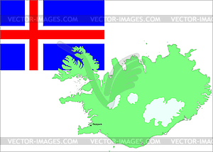 Iceland map and flag - vector image