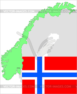 Norway map and flag, set - vector clipart