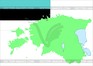 Карта Эстонии и Эстонский флаг - векторное изображение клипарта