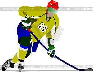 Ice hockey player. Colored for designers - vector image