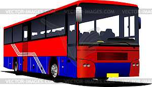 Red city bus. Tourist coach - stock vector clipart