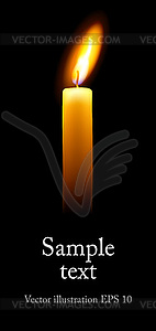 Single candle with space for text on black - vector clip art