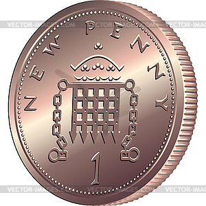 British money, coin one pens - vector EPS clipart