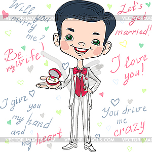 Fashion elegant groom - vector clipart