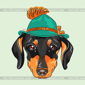 Funny cartoon hipster dog dachshund - vector clipart