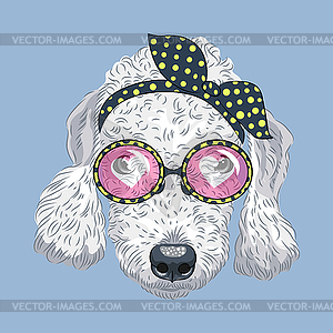 Funny cartoon hipster dog Bedlington Terrier - vector image