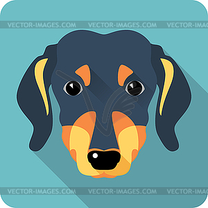 Dog dachshund icon flat design - color vector clipart