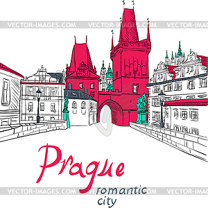 Карлов мост в Праге - иллюстрация в векторе