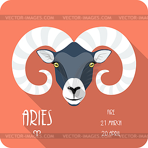 Zodiac sign Aries icon flat design - vector image