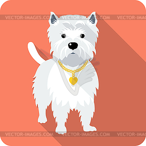 Dog West Highland White Terrier icon flat design - vector clipart