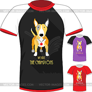 T-shirt with Bull Terrier dog champion - vector image