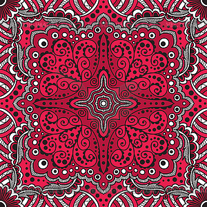 Seamless red pattern of spirals, swirls, chains - vector image