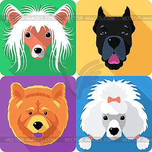 Set dog head icon flat design - vector clipart