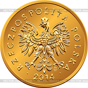 Obverse Polish Money two groszy copper coin - vector image