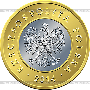 Аверс Польский деньги два злотых Монета - изображение в формате EPS