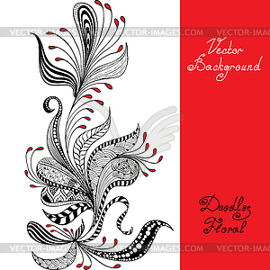 Black, red and white floral pattern - vector clipart