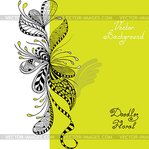 Black, green and white floral pattern - vector clip art