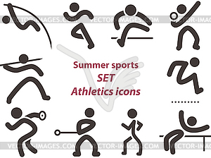 Set of athletics icons - vector clip art