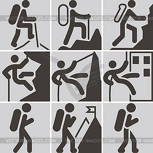 Mountaineering icons - vector clipart