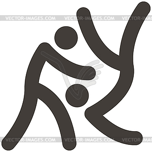 Wrestling freestyle icon - white & black vector clipart