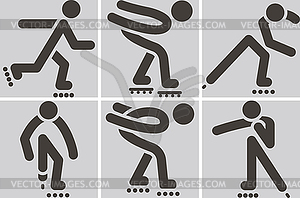 Roller skates icons - vector clipart