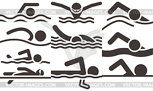 Swimming icons - vector clip art