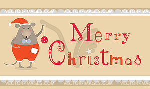 Christmas mouse card - vector image