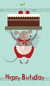 Mouse cooke with cake - vector image