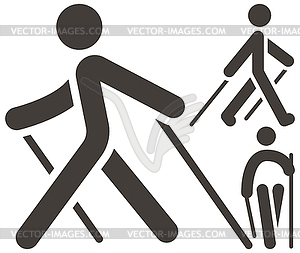 Nordic Walking icons - royalty-free vector clipart