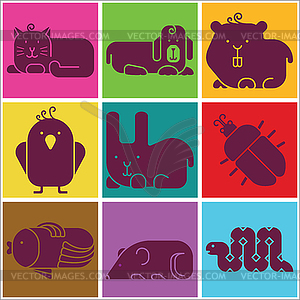 Zoo animals icons - vector image