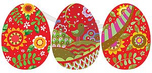 Three easter eggs - vector image