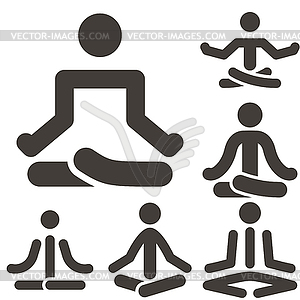 Yoga icons set - vector clipart