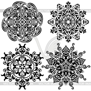 Set of pattern tattoo. Mandala in black - vector image