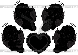 Angels set - vector EPS clipart