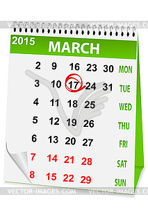 Holiday calendar in St Patrick`s Day - vector clipart