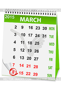 Holiday calendar in 8 March - vector image