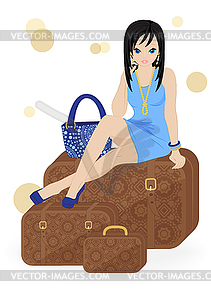 Girl traveler - vector clipart