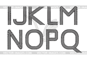 Tire tracks font - vector clipart