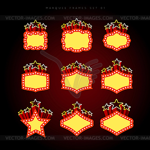 Retro illuminated movie marquee set - vector clipart