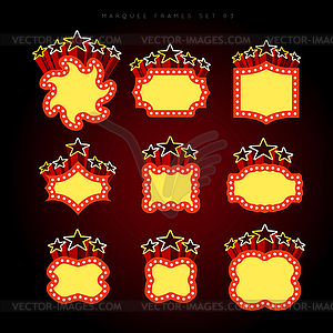 Retro illuminated movie marquee set - vector image