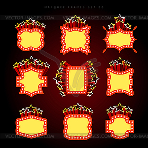 Retro illuminated movie marquee set - vector image