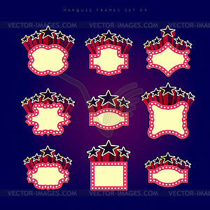 Retro illuminated movie marquee set - vector clipart