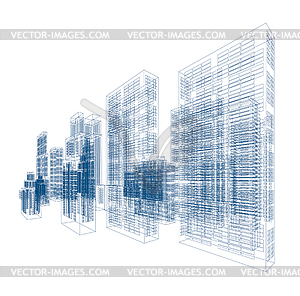 Drawings of skyscrapers and homes - vector clip art