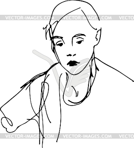 Sketch of girl with scarf - vector image