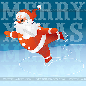 Santa Claus with glasses skates - vector clip art