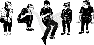 Sketch of children playing in guess that in your - vector image