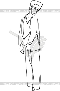 Sketch of man looking back over his shoulder - vector clipart