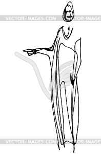 Sketch of woman is pointing direction - vector image